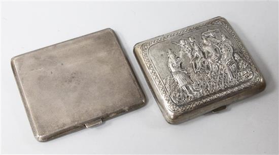 A George V silver engine turned cigarette case, Birmingham 1926 a Thai cigarette case.